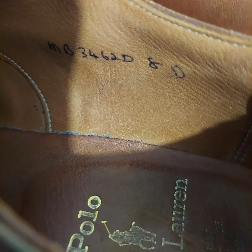 Polo Ralph Lauren England 94% Ridgeway Men's US 8 D Brown Leather Oxfords